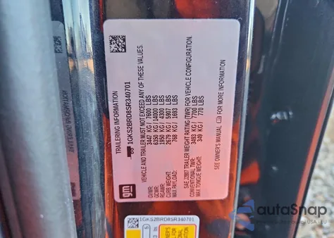 2025 GMC Yukon Elevation z USA, uszkodzony, nr VIN 1GKS2BRD8SR340701